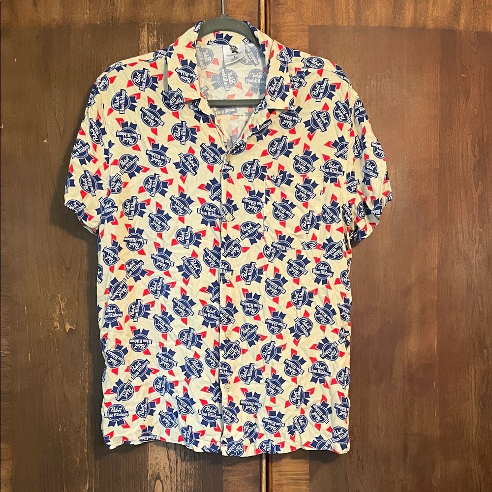 Pabst Blue Ribbon shirt sleeve button down size L